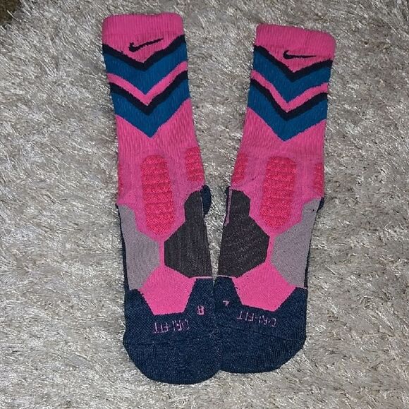 Nike Socks dri-fit high size medium unisex neon Pink grey Blue hyperelite Rare - Picture 3 of 15
